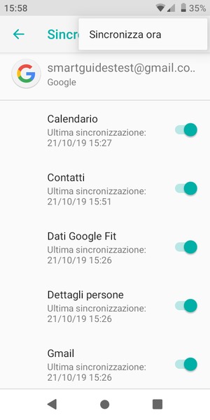 Seleziona Sincronizza ora