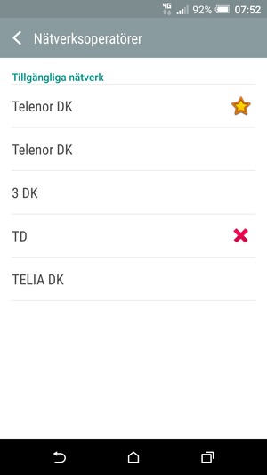 Välj en nätverksoperatör från listan