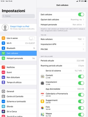 Per cambiare il PIN della scheda SIM, seleziona Dati cellulare e PIN SIM