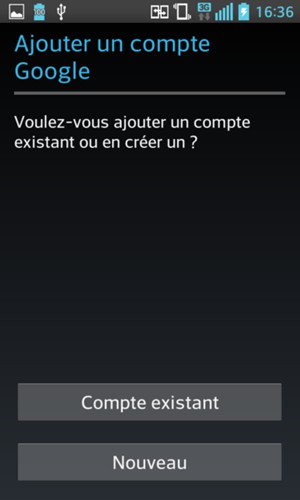 Sélectionnez Compte existant