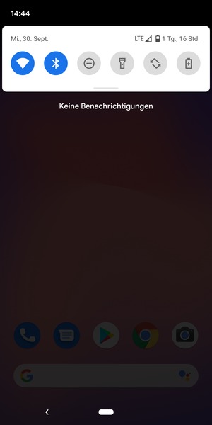 Ziehen Sie erneut das obere Menü nach unten