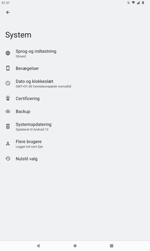 Vælg Systemopdatering