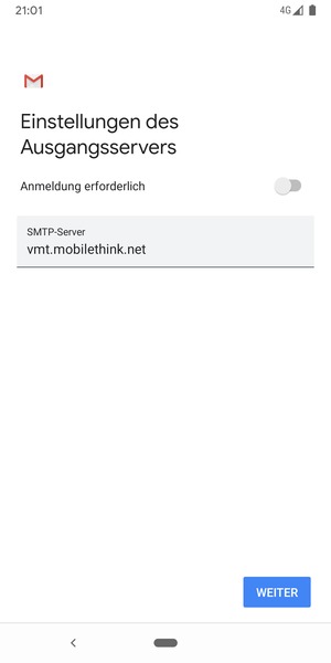 Schalten Sie Anmeldung erforderlich aus und wählen Sie WEITER
