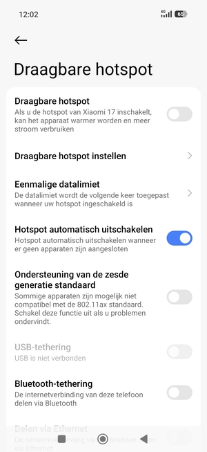 Selecteer Draagbare hotspot instellen