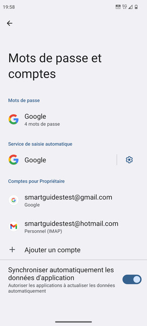 Sélectionnez votre compte Google