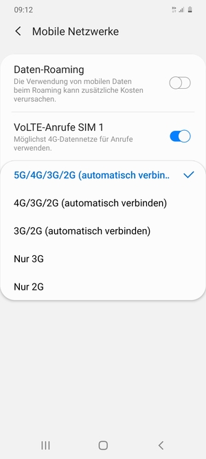 Wählen Sie die gewünschte Option