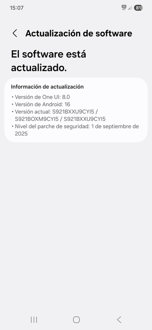 Si su teléfono está actualizado, verá la siguiente pantalla