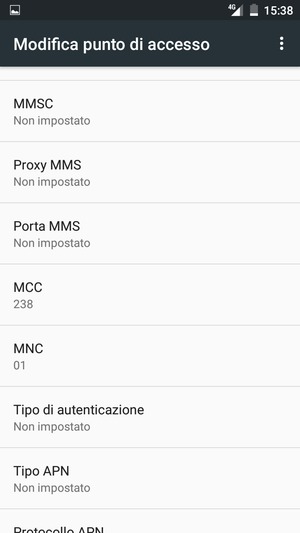 Scorri verso il basso e inserisci le informazioni di internet