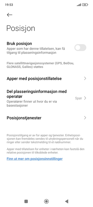 Slå av Bruk posisjon