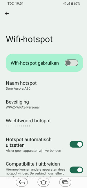 Selecteer Wachtwoord hotspot