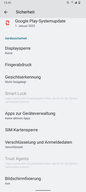 Um die PIN für die SIM-Karte zu wechseln, gehen Sie zum Sicherheit Menü und wählen Sie SIM-Kartensperre