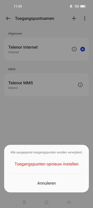 Selecteer Toegangspunten opnieuw instellen