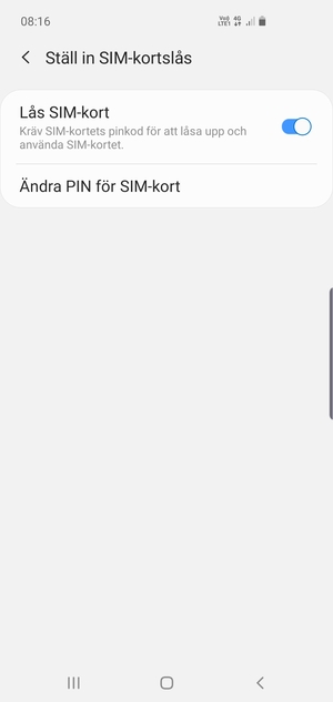 Välj Ändra PIN för SIM-kort