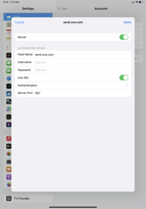 Make sure Use SSL is selected