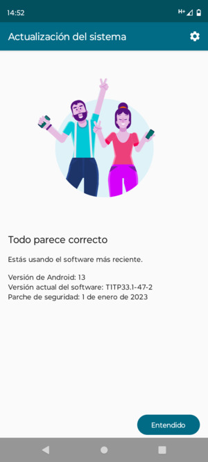 Si su teléfono está actualizado, seleccione Entendido