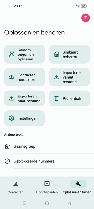 Selecteer Simkaart beheren