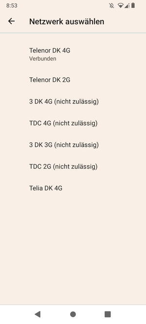 Wählen Sie einen Netzbetreiber von der Liste