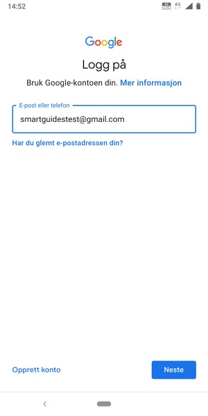 Skriv inn din Gmail-adresse og velg Neste