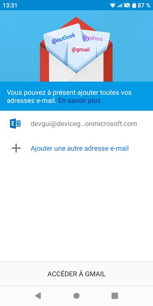 Sélectionnez ACCÉDER  À GMAIL
