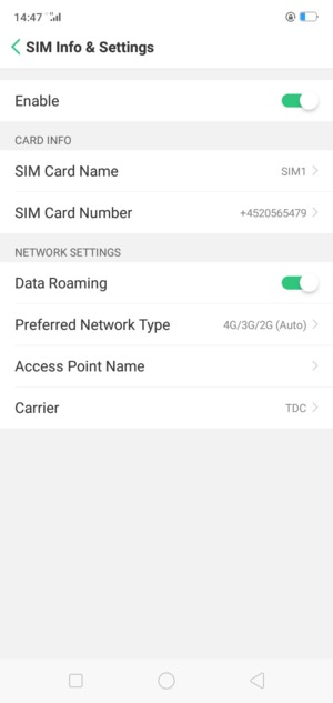 Turn Data Roaming on or off