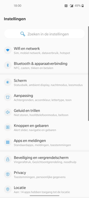 Selecteer Wifi en netwerk