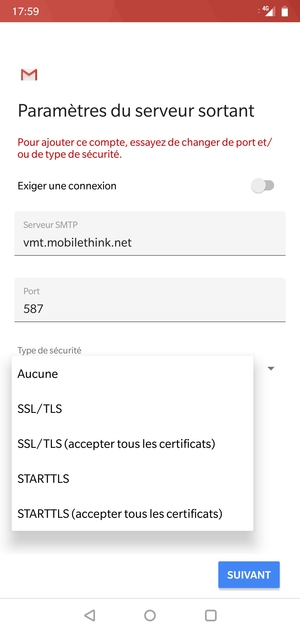Sélectionnez Aucune puis SUIVANT