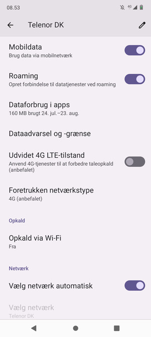 Slå Roaming til eller fra