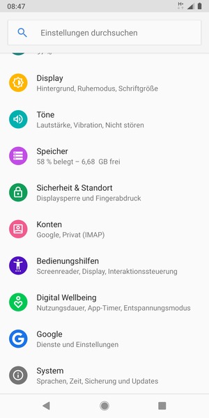 Scrollen Sie und wählen Sie System