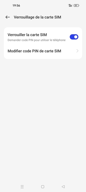 Sélectionnez Modifier code PIN de carte SIM