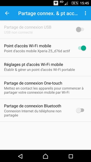 Votre téléphone est maintenant configuré pour être utilisé comme modem