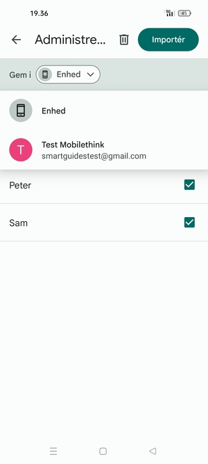 Vælg din Google konto