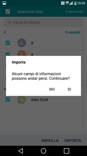 Seleziona SI