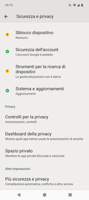 Scorri e seleziona Più sicurezza e privacy