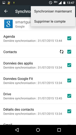 Sélectionnez Synchroniser maintenant