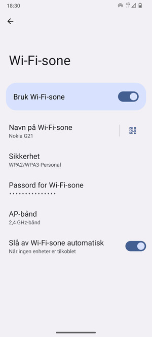 Telefonen din er konfigurert for bruk som et modem