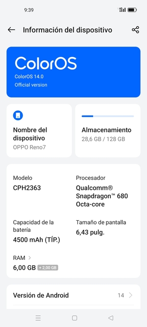 Seleccione ColorOS