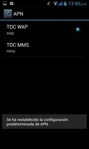 El teléfono se reiniciará con la configuración predeterminada de Internet y MMS