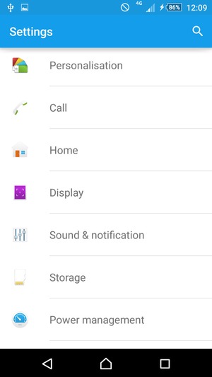 Return to the Settings menu and select Power management