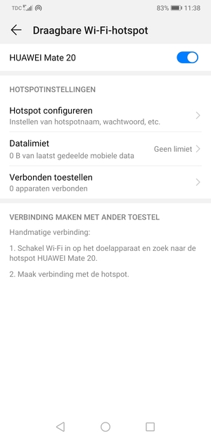 Uw telefoon is nu geïnstalleerd voor gebruik als modem