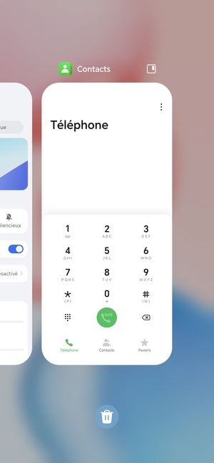 Sélectionnez l'icône Supprimer pour fermer toutes les applis en cours d'exécution