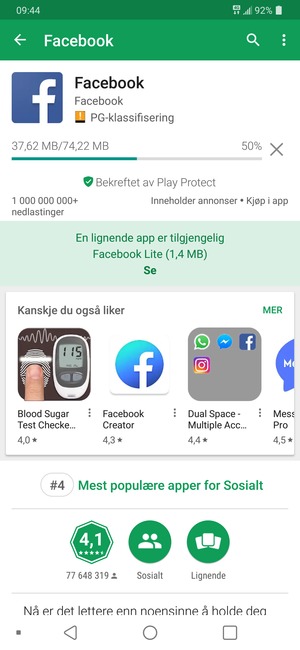 Vent til installasjonen er ferdig