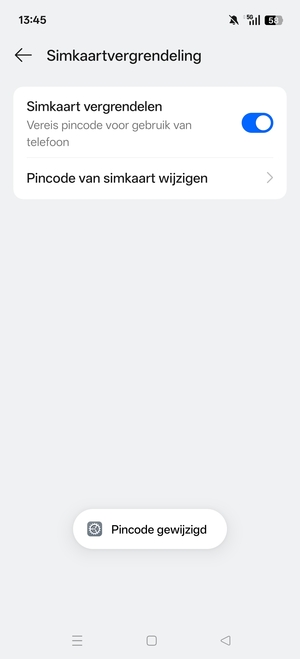 Uw Pincode voor simkaart is gewijzigd