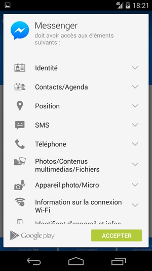 Sélectionnez ACCEPTER