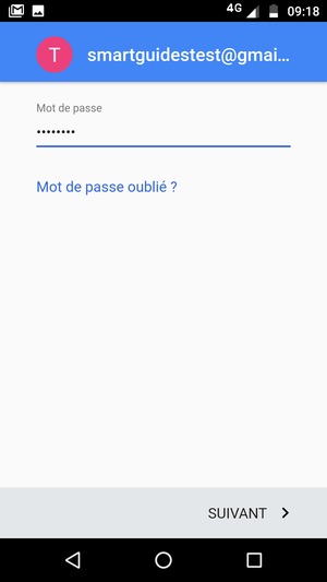 Saisissez votre mot de passe et sélectionnez SUIVANT