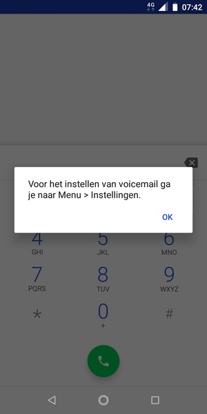 Als uw voicemail niet geïnstalleerd is, selecteert u OK