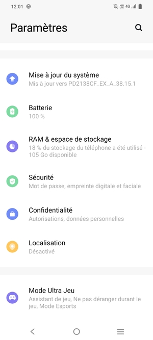 Faites défiler et sélectionnez Sécurité