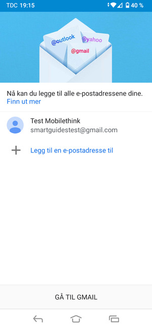 Velg GÅ TIL GMAIL