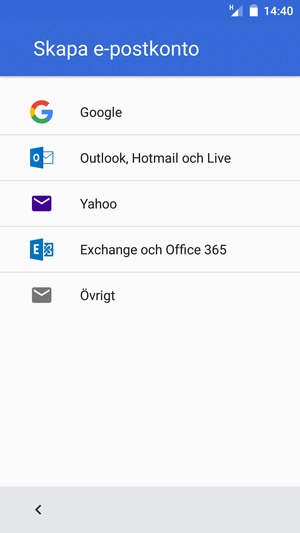 Välj Exchange och Office 365