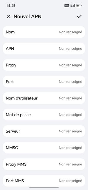 Saisissez les informations Internet