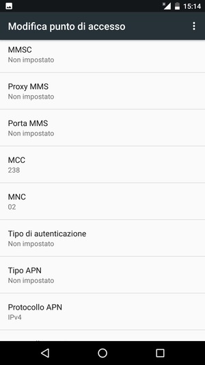 Scorri verso il basso e inserisci le informazioni di internet
